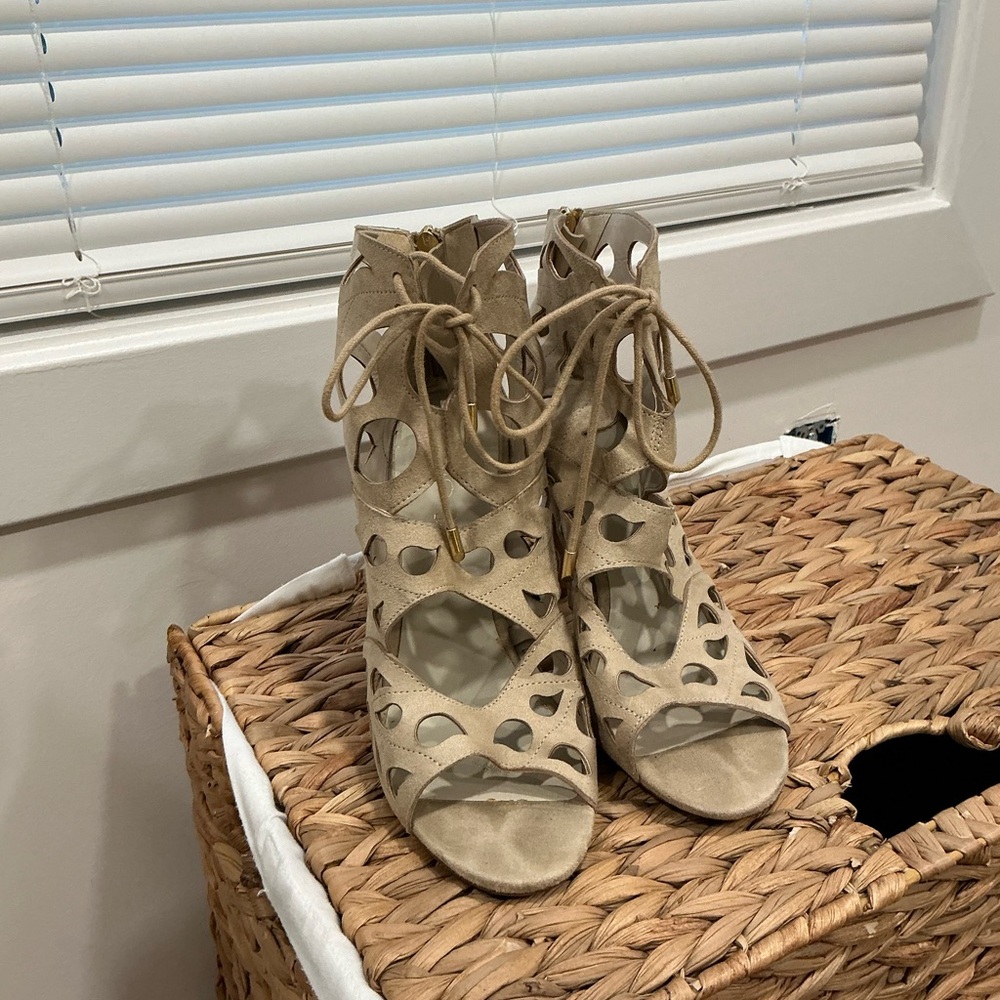 Aldo Tan Lace-Up Heeled Sandals